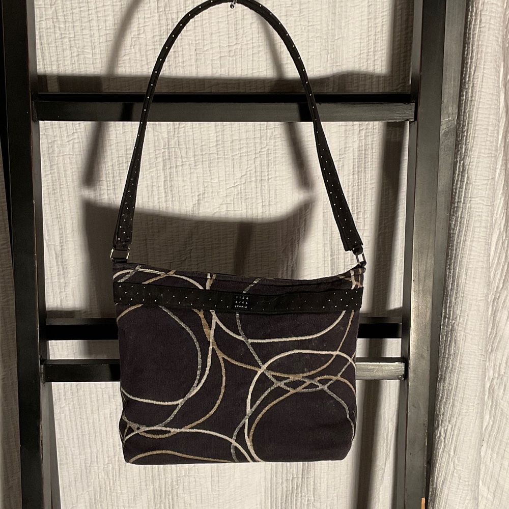 Lisa Lill Studio Black and Gray Circle Pattern Bag